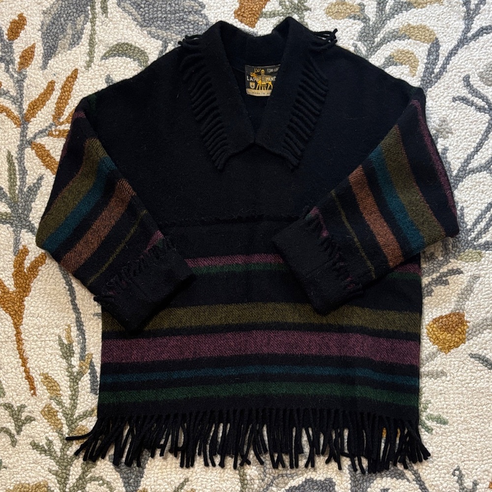 Vintage Lapp lander fringe 100% wool sweater made in Norway - Picture 11 of 13